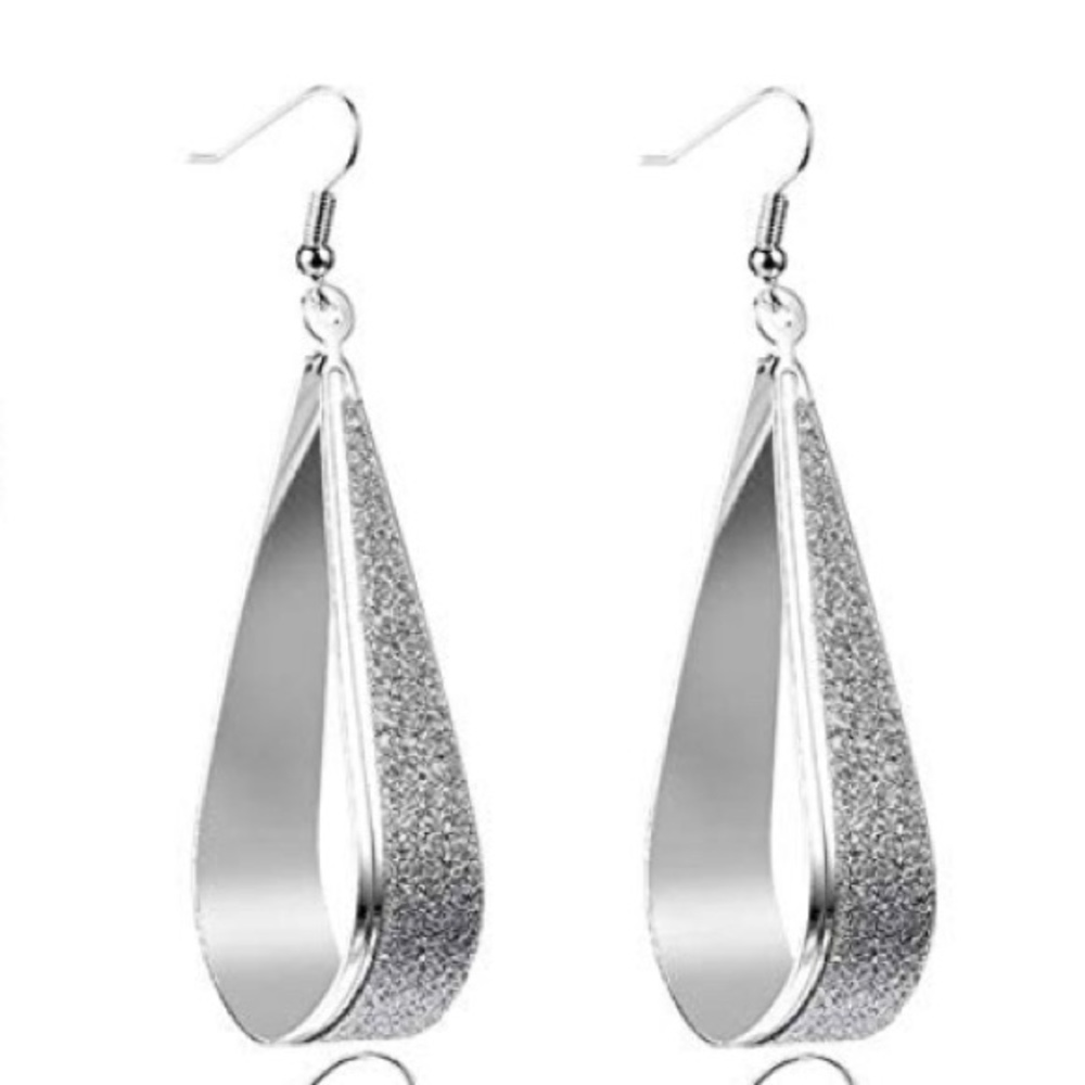 Silver Loop Earrings with Silver Sparkle Trim